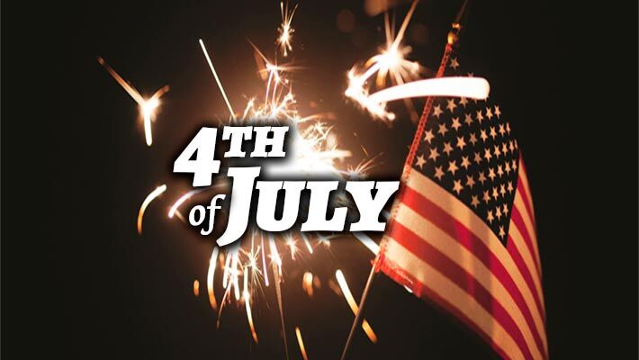 Fireworks with the text, 4th of July.