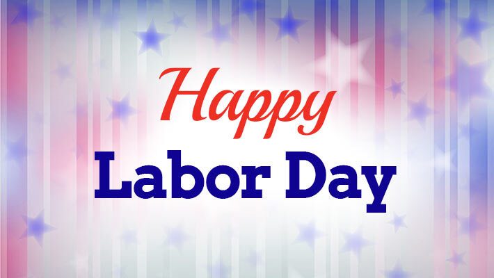 Stripes and stars with the text, Happy Labor Day.