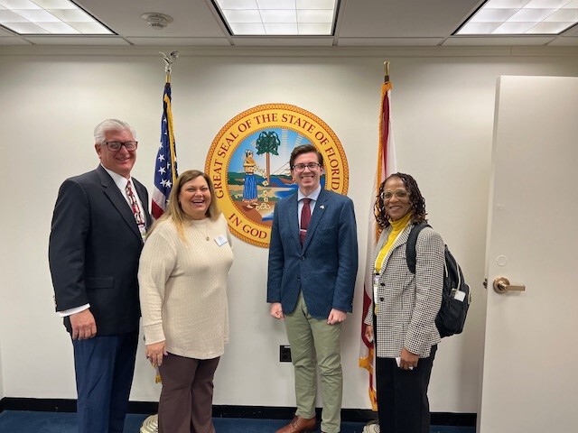 Neil Brickfield and Terri Harris of Pinellas County HA and Executive Director of Arcadia Housing, Becky-Sue Mercer visited US Senator Ashley Moody’s office and with Charles Sedore (Legislative Assistant).