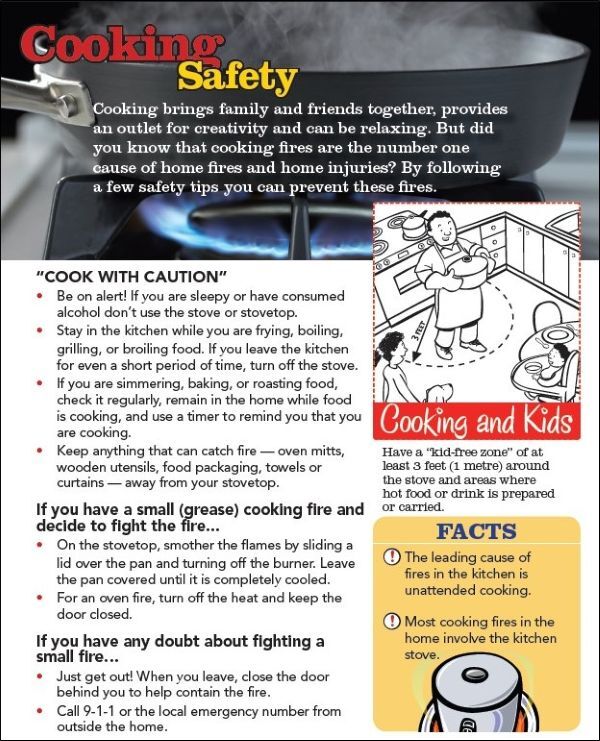 Cooking Safety flyer, the information on the flyer is in the text above.